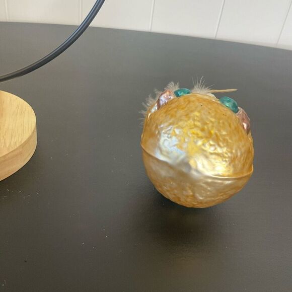 Vintage Old World Christmas Ornament Glass Santa with Feather Gold Red 5.5" - Picture 11 of 11